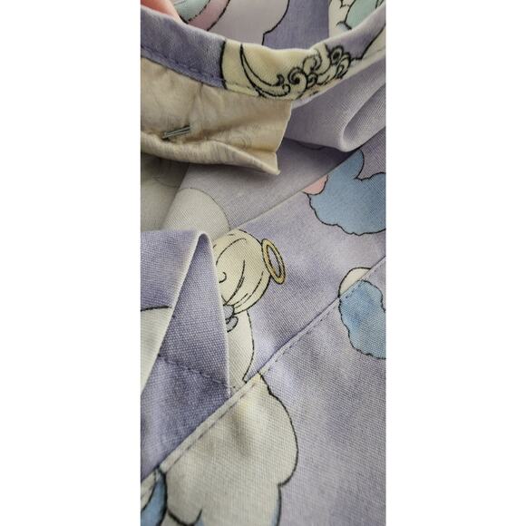 Nurse Vet Tech Dental Scrub V-Neck Top Precious Moments Lilac Purple Angels XL - Picture 10 of 11